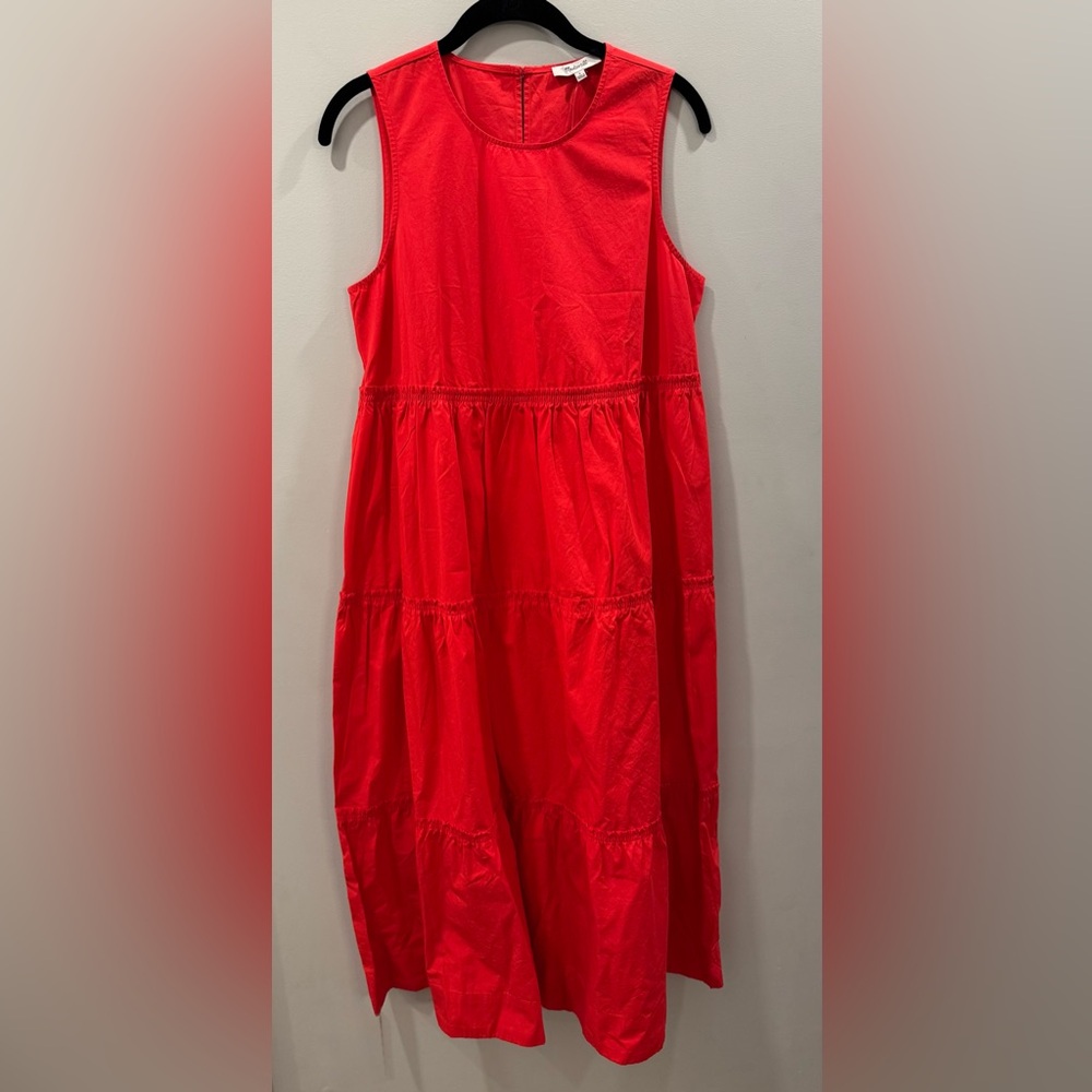 Madewell Red Tiered Cattail Maxi Dress